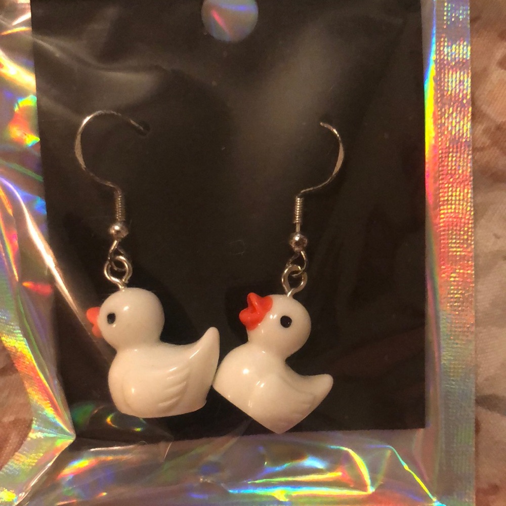 White Duck Earrings